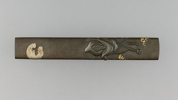 Knife Handle (Kozuka), Copper-silver alloy (shibuichi), silver, gold, Japanese 