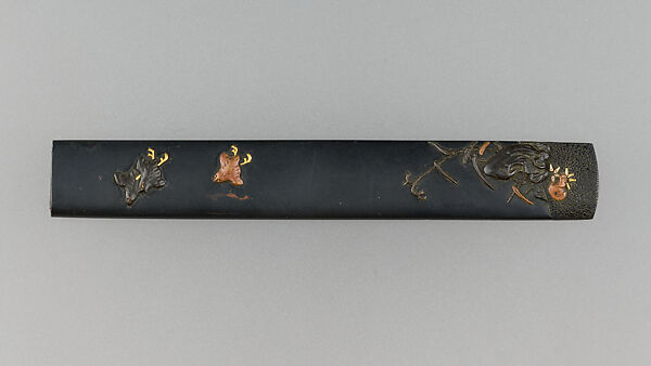 Knife Handle (Kozuka), Copper-gold alloy (shakudō), copper, gold, Japanese 