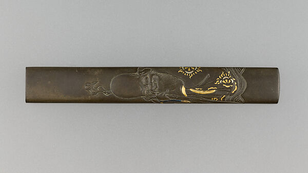 Knife Handle (Kozuka), Copper-silver alloy (shibuichi), gold, silver, Japanese 