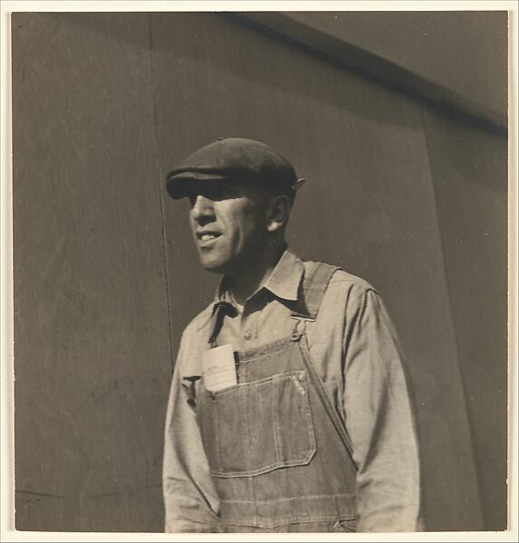 [Male Pedestrian in Cap and Overalls, Detroit (for Fortune Magazine Article "Labor Anonymous")], Walker Evans (American, St. Louis, Missouri 1903–1975 New Haven, Connecticut), Gelatin silver print 