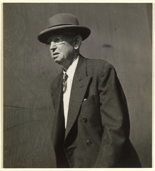 [Male Pedestrian in Dark Suit and Bowler Hat, Detroit (for Fortune Magazine Article "Labor Anonymous")], Walker Evans (American, St. Louis, Missouri 1903–1975 New Haven, Connecticut), Gelatin silver print 
