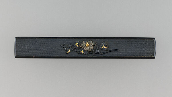 Knife Handle (Kozuka), Copper-gold alloy (shakudō), silver, gold, Japanese 