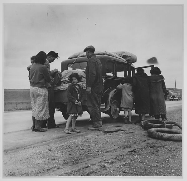[Mexican Migrant Family with Tire Trouble, California], Dorothea Lange (American, 1895–1965), Gelatin silver print 