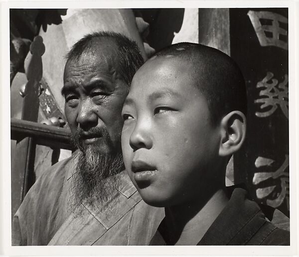 Chief Monk and Novice of a Buddhist Temple, Yunnan Province, China, John Gutmann (American (born Germany), Breslau 1905–1998 San Francisco, California), Gelatin silver print 