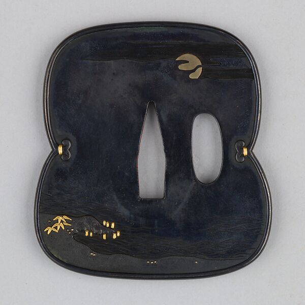 Sword Guard (Tsuba), Copper-gold alloy (shakudō), gold, silver, copper, Japanese