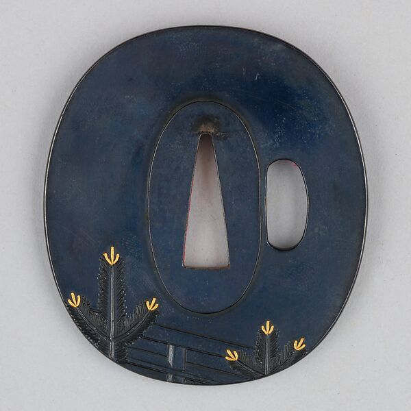 Sword Guard (Tsuba), Copper-gold alloy (shakudō), copper, silver, gold, Japanese