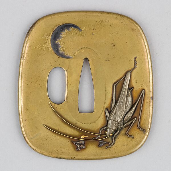 Sword Guard (Tsuba), Copper-silver alloy (shibuichi), brass, gold, silver, copper, Japanese