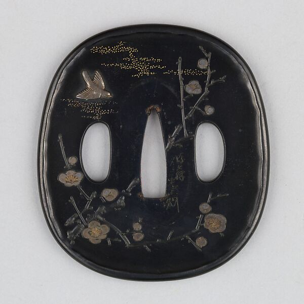 Sword Guard (Tsuba), Copper-gold alloy (shakudō), gold, silver, copper, Japanese