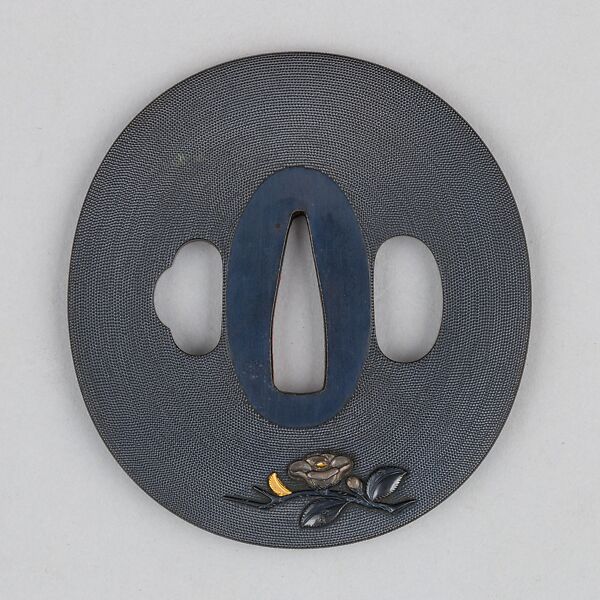 Sword Guard (Tsuba), Copper-gold alloy (shakudō), gold, silver, copper, Japanese