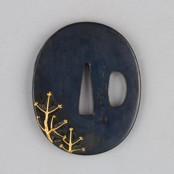 Sword Guard (Tsuba), Copper-gold alloy (shakudō), silver, gold, copper, Japanese