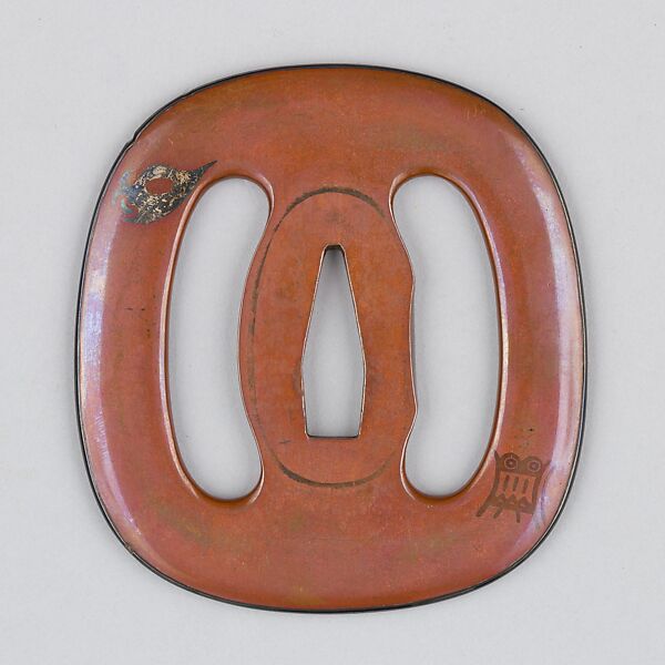 Sword Guard (Tsuba), Copper-gold alloy (shakudō), silver, gold, copper, Japanese