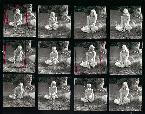 [3 Original Annotated Contact Sheets of Young Woman Seated on Lawn and in Car], Walker Evans (American, St. Louis, Missouri 1903–1975 New Haven, Connecticut), Gelatin silver prints