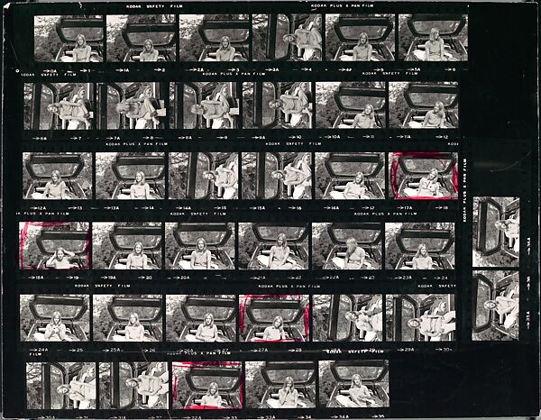 [3 Original Annotated Contact Sheets of Young Woman Seated on Lawn and in Car], Walker Evans (American, St. Louis, Missouri 1903–1975 New Haven, Connecticut), Gelatin silver prints