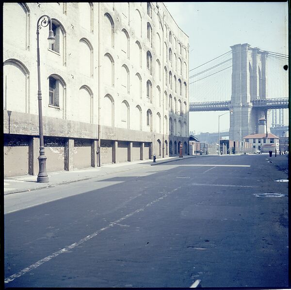 [227 Views of Buildings and Brooklyn Bridge for Fortune Article "On the Waterfront"], Walker Evans (American, St. Louis, Missouri 1903–1975 New Haven, Connecticut), Color film transparency