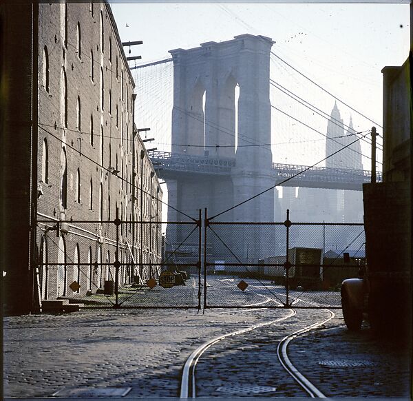 [227 Views of Buildings and Brooklyn Bridge for Fortune Article "On the Waterfront"], Walker Evans (American, St. Louis, Missouri 1903–1975 New Haven, Connecticut), Color film transparency