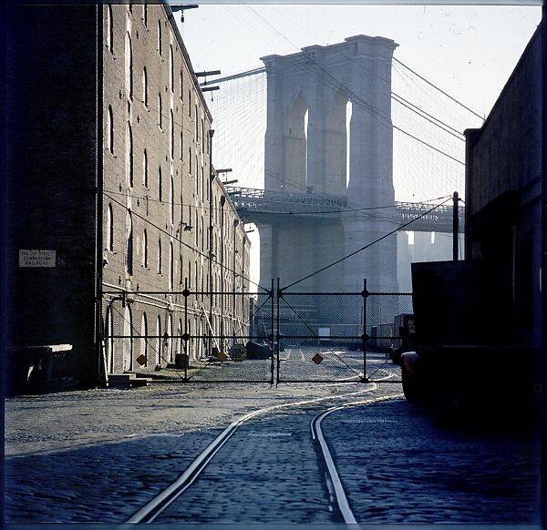 [227 Views of Buildings and Brooklyn Bridge for Fortune Article "On the Waterfront"], Walker Evans (American, St. Louis, Missouri 1903–1975 New Haven, Connecticut), Color film transparency