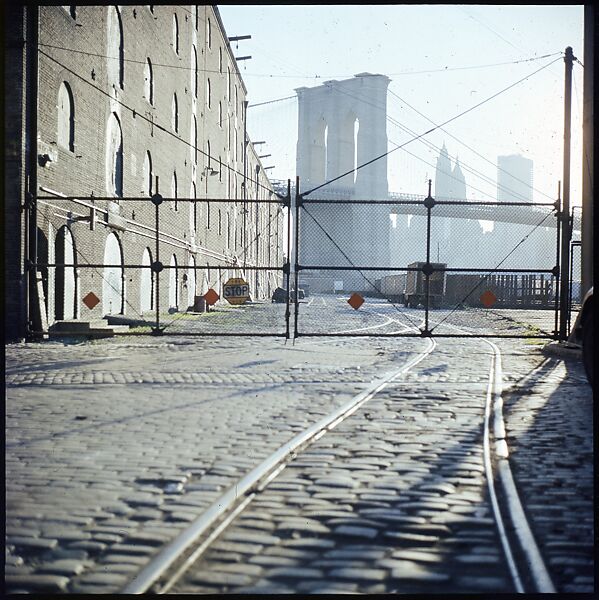[227 Views of Buildings and Brooklyn Bridge for Fortune Article "On the Waterfront"], Walker Evans (American, St. Louis, Missouri 1903–1975 New Haven, Connecticut), Color film transparency