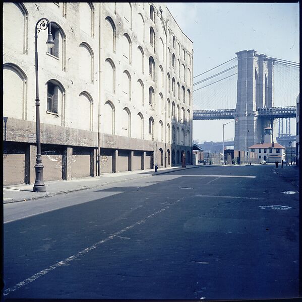 [227 Views of Buildings and Brooklyn Bridge for Fortune Article "On the Waterfront"], Walker Evans (American, St. Louis, Missouri 1903–1975 New Haven, Connecticut), Color film transparency