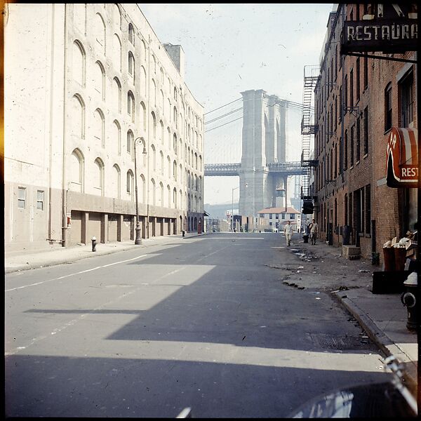 [227 Views of Buildings and Brooklyn Bridge for Fortune Article "On the Waterfront"], Walker Evans (American, St. Louis, Missouri 1903–1975 New Haven, Connecticut), Color film transparency