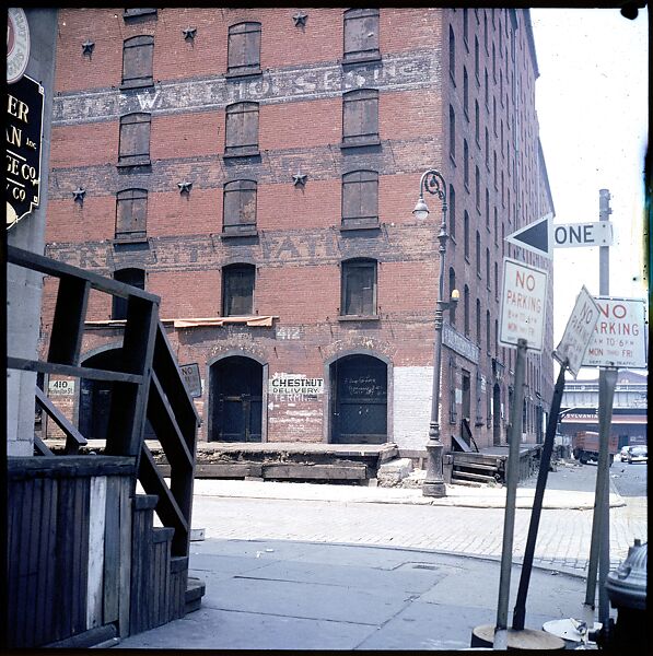 [227 Views of Buildings and Brooklyn Bridge for Fortune Article "On the Waterfront"], Walker Evans (American, St. Louis, Missouri 1903–1975 New Haven, Connecticut), Color film transparency