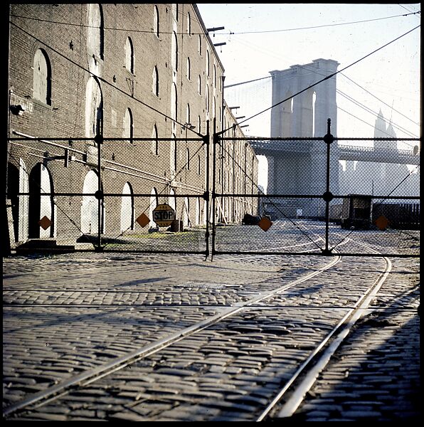 [227 Views of Buildings and Brooklyn Bridge for Fortune Article "On the Waterfront"], Walker Evans (American, St. Louis, Missouri 1903–1975 New Haven, Connecticut), Color film transparency