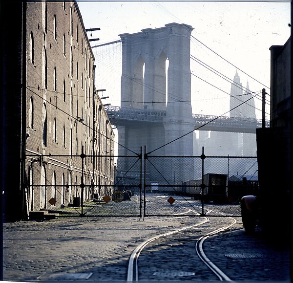 [227 Views of Buildings and Brooklyn Bridge for Fortune Article "On the Waterfront"], Walker Evans (American, St. Louis, Missouri 1903–1975 New Haven, Connecticut), Color film transparency