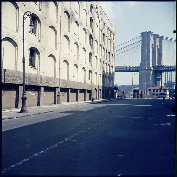 [227 Views of Buildings and Brooklyn Bridge for Fortune Article "On the Waterfront"], Walker Evans (American, St. Louis, Missouri 1903–1975 New Haven, Connecticut), Color film transparency