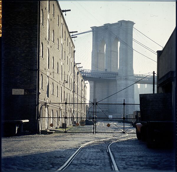 [227 Views of Buildings and Brooklyn Bridge for Fortune Article "On the Waterfront"], Walker Evans (American, St. Louis, Missouri 1903–1975 New Haven, Connecticut), Color film transparency