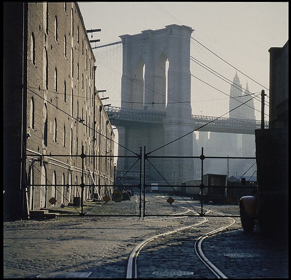 [227 Views of Buildings and Brooklyn Bridge for Fortune Article "On the Waterfront"], Walker Evans (American, St. Louis, Missouri 1903–1975 New Haven, Connecticut), Color film transparency