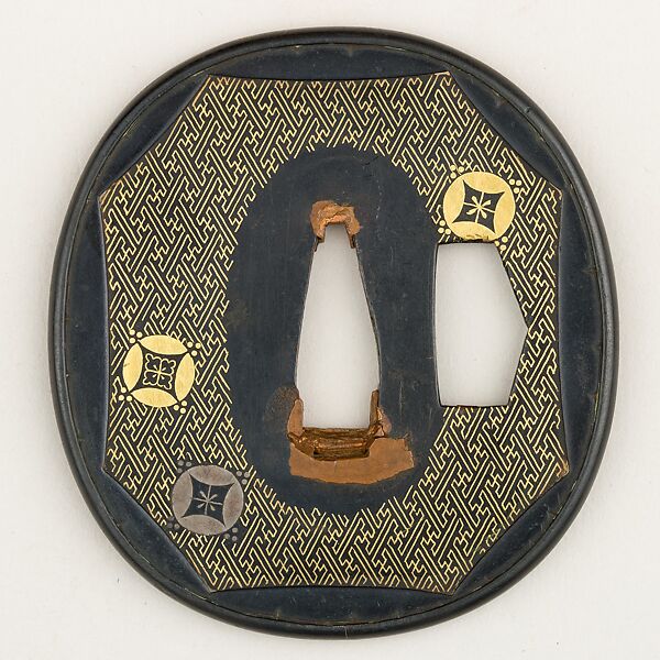 Sword Guard (Tsuba), Copper-silver alloy (shibuichi), gold, silver, copper, Japanese