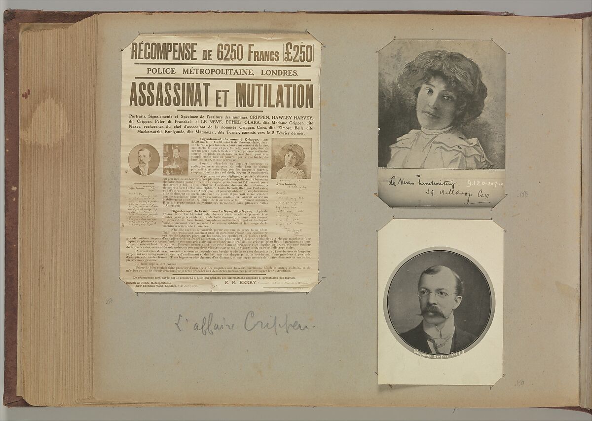 [Album of Paris Crime Scenes], Attributed to Alphonse Bertillon (French, 1853–1914), Gelatin silver prints