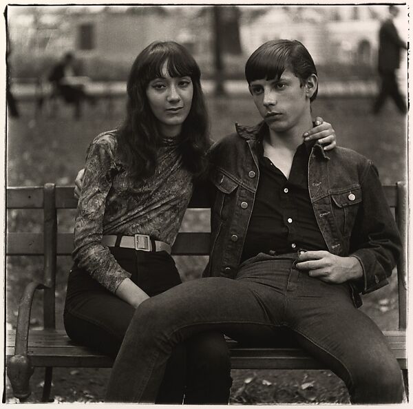 Young couple on a bench in Washington Square Park, N.Y.C., Diane Arbus (American, New York 1923–1971 New York), Gelatin silver print 