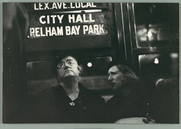 [Subway Passengers, New York City: Two Women in Conversation Beneath "7th Ave Local" Sign], Walker Evans (American, St. Louis, Missouri 1903–1975 New Haven, Connecticut), Gelatin silver print 