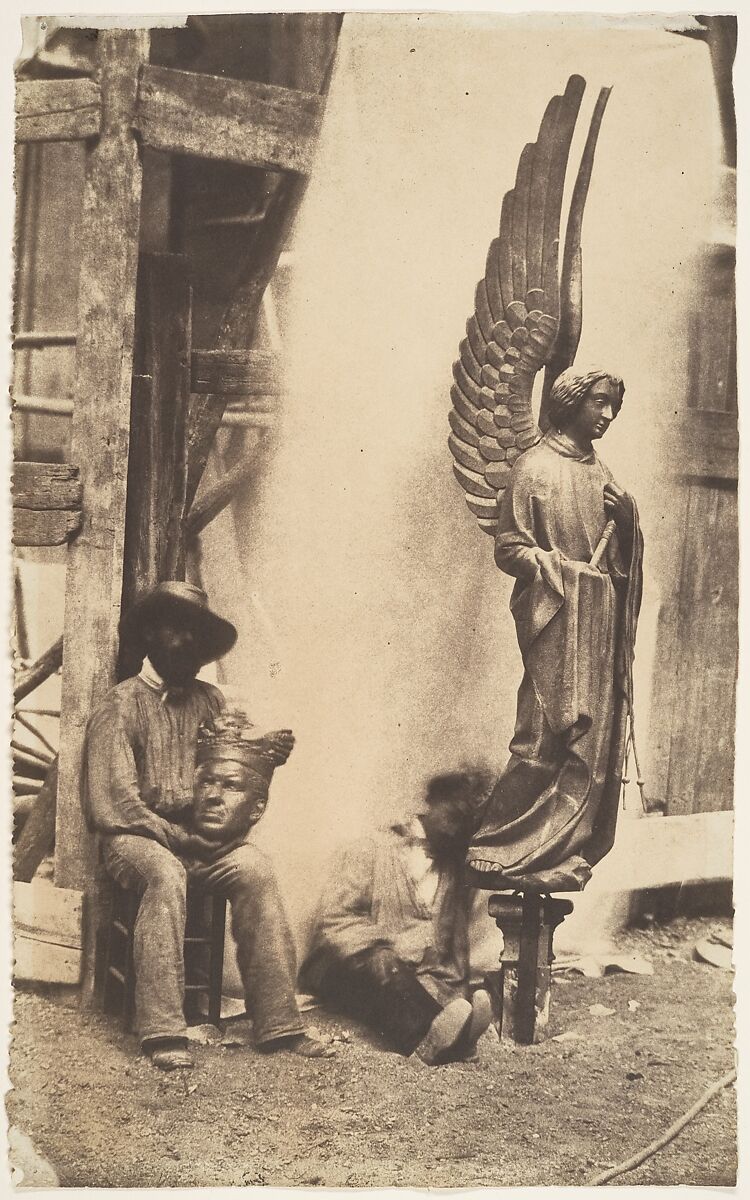 [Angel of the Passion, Sainte-Chapelle, Paris], Auguste Mestral (French, Rans 1812–1884 Rans), Salted paper print from paper negative 