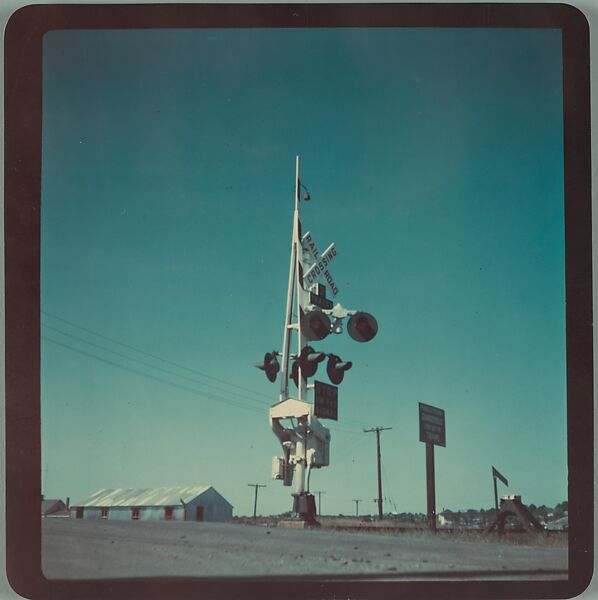 [Railroad Crossing, For Fortune Article "The U.S. Depot"], Walker Evans (American, St. Louis, Missouri 1903–1975 New Haven, Connecticut), Chromogenic print 