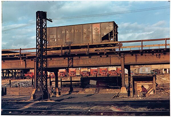 [Two Prints of Reading Railroad Car on Elevated Track Above Yard, For Fortune Article "Before They Disappear"], Walker Evans (American, St. Louis, Missouri 1903–1975 New Haven, Connecticut), Dye transfer print