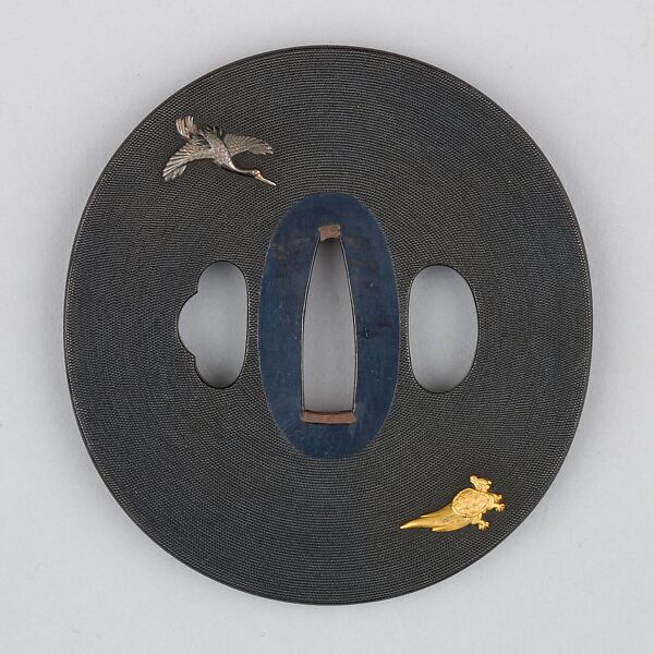 Sword Guard (Tsuba), Copper-gold alloy (shakudō), gold, copper, copper-silver alloy (shibuichi), silver, Japanese