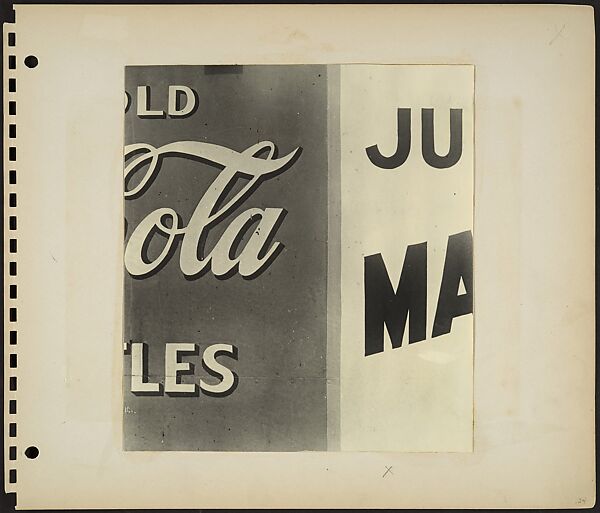 [Coca-Cola and Malted Milk Sign Details, New York City], Rudy Burckhardt (American (born Switzerland), Basel 1914–1999 Searsmont, Maine), Gelatin silver print 