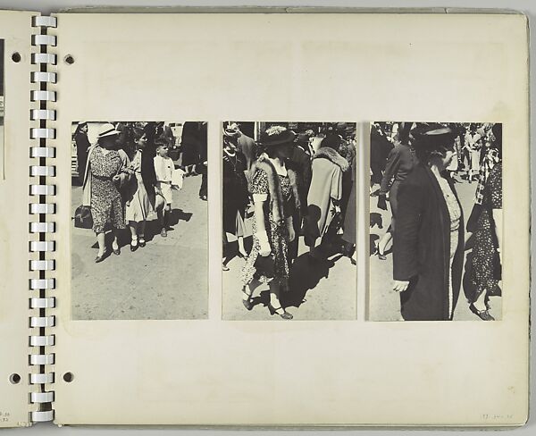 [Pedestrians, New York City: Woman, Girl, and Boy in Line and Looking to the Left; Woman Wearing Hat and Fur Stole in Foreground; Woman in Hat and Coat in Foreground], Rudy Burckhardt (American (born Switzerland), Basel 1914–1999 Searsmont, Maine), Gelatin silver print 