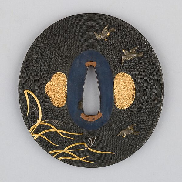Sword Guard (Tsuba), Copper-gold alloy (shakudō), gold, silver, copper-silver alloy (shibuichi), copper, Japanese