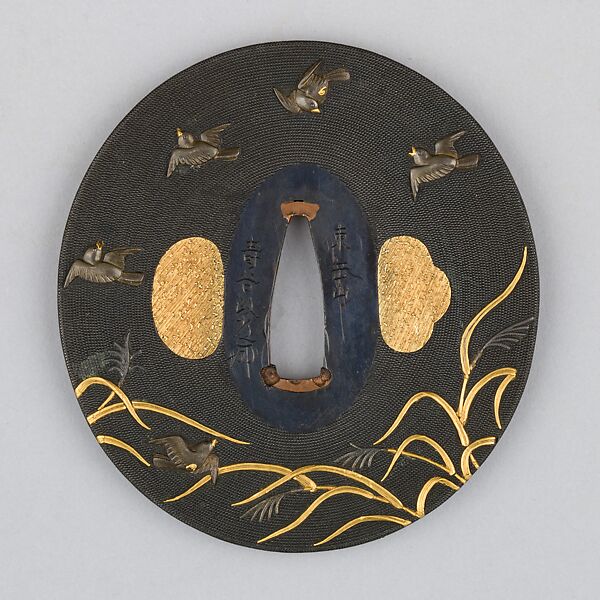 Sword Guard (Tsuba), Copper-gold alloy (shakudō), gold, silver, copper-silver alloy (shibuichi), copper, Japanese 