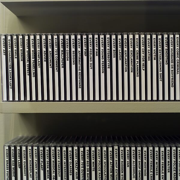 Every Shot, Every Episode, Jennifer and Kevin McCoy (American, born 1968 and 1967), Custom digital video playback installation with 277 video compact discs