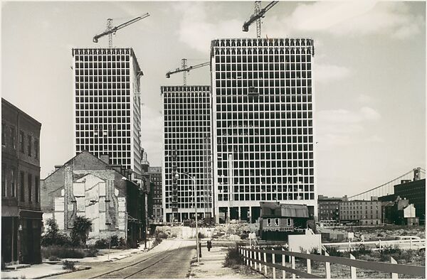 [Three Views of Building Construction, Railyard, and Skyline for Container Corporation Commission], Walker Evans (American, St. Louis, Missouri 1903–1975 New Haven, Connecticut), Gelatin silver print 