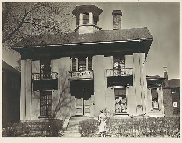 [Italianate Revival House with Man on Sidewalk, Possibly John Brooks Wheelwright, Cambridge, Massachusetts]
