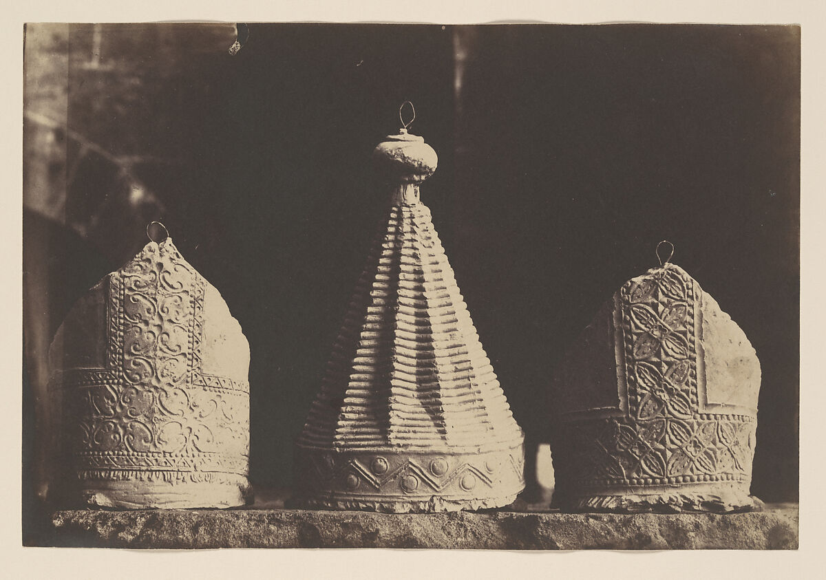 [Plaster Casts of Bishops' Miters, South Porch, Chartres], Charles Nègre (French, 1820–1880), Salted paper print from paper negative 