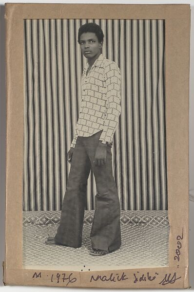 [Man Standing Before Striped Background], Malick Sidibé  Malian, Gelatin silver print