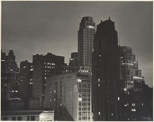 View from the Hotel Algonquin, New York, at Night, Ilse Bing (German, 1899–1998), Gelatin silver print 