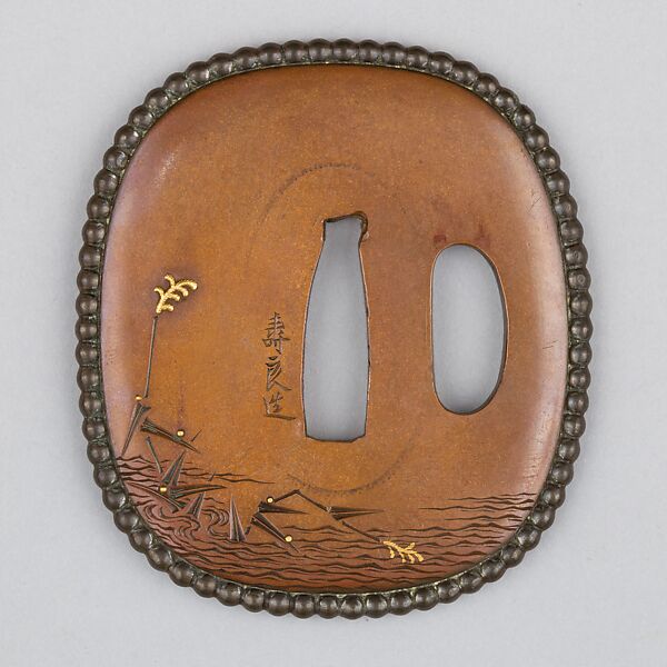 Sword Guard (Tsuba), Copper, gold, Japanese