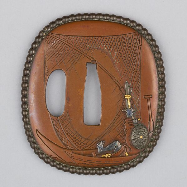 Sword Guard (Tsuba), Copper, gold, Japanese 