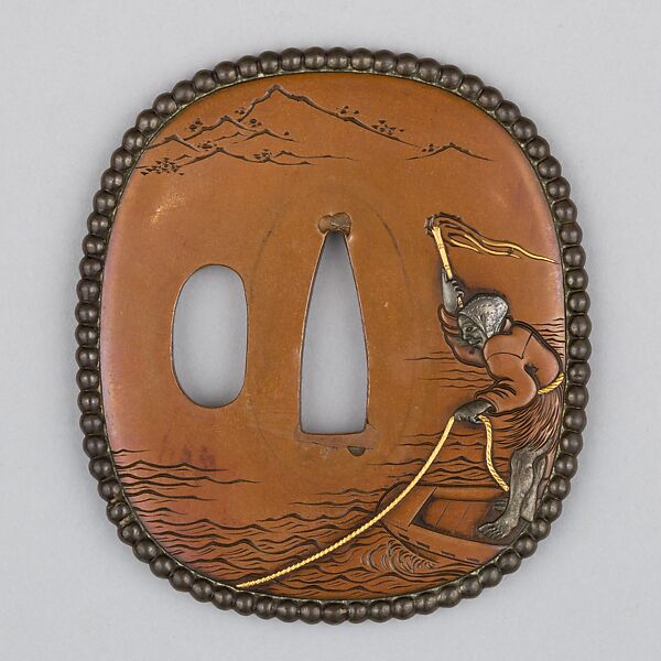 Sword Guard (Tsuba), Copper, gold, Japanese 